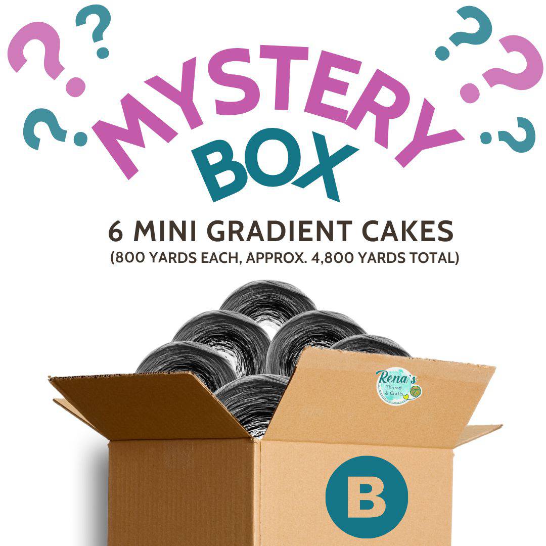 Mystery Yarn Box β Surprise Gift for Knitters, Crocheters, & Crafters, Ready To Ship-YARN-Box B- 6 Mini Size Gradient Cakes-Renas Thread and Crafts