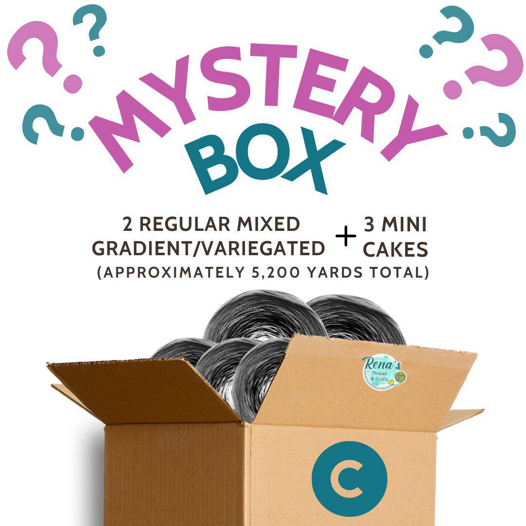 Mystery Yarn Box β Surprise Gift for Knitters, Crocheters, & Crafters, Ready To Ship-YARN-Box C- 1 Regular Sized of Gradient and 1 Variegated and 3 Mini Sized Cake-Renas Thread and Crafts