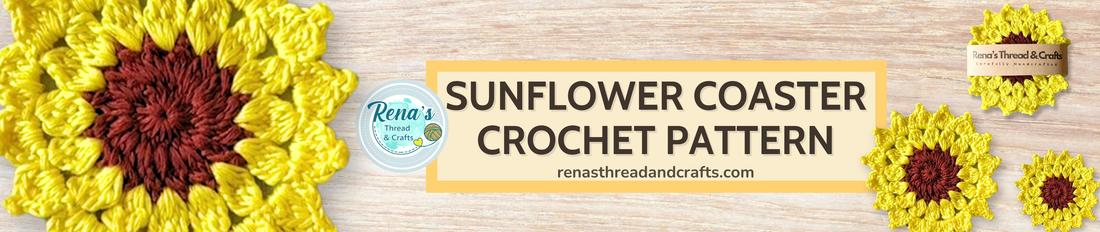 Bright and Fun Pattern for Beginners: Sunflower Coaster Crochet Pattern
