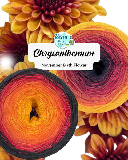 November - Chrysanthemum, Gradient Cotton Natural Fiber Yarn - Rena'sThreadandCrafts