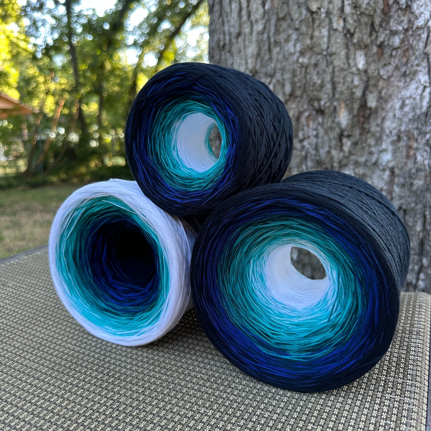 Tied With Love : Blue and White , Gradient Cotton Natural Fiber Yarn - Rena'sThreadandCrafts