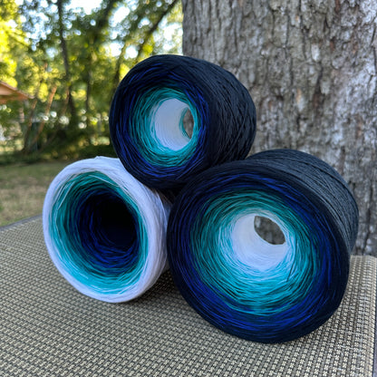 Tied With Love : Blue and White , Gradient Cotton Natural Fiber Yarn - Rena'sThreadandCrafts