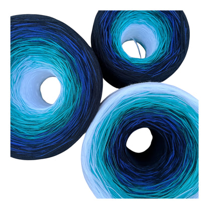Tied With Love : Blue and White , Gradient Cotton Natural Fiber Yarn - Rena'sThreadandCrafts