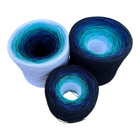 Tied With Love : Blue and White , Gradient Cotton Natural Fiber Yarn - Rena'sThreadandCrafts