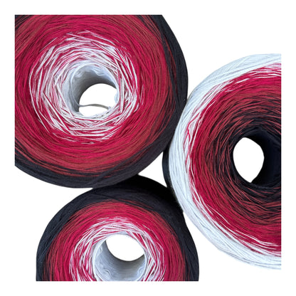 Tied With Love : Red & Gray, Gradient Cotton Natural Fiber Yarn - Rena'sThreadandCrafts