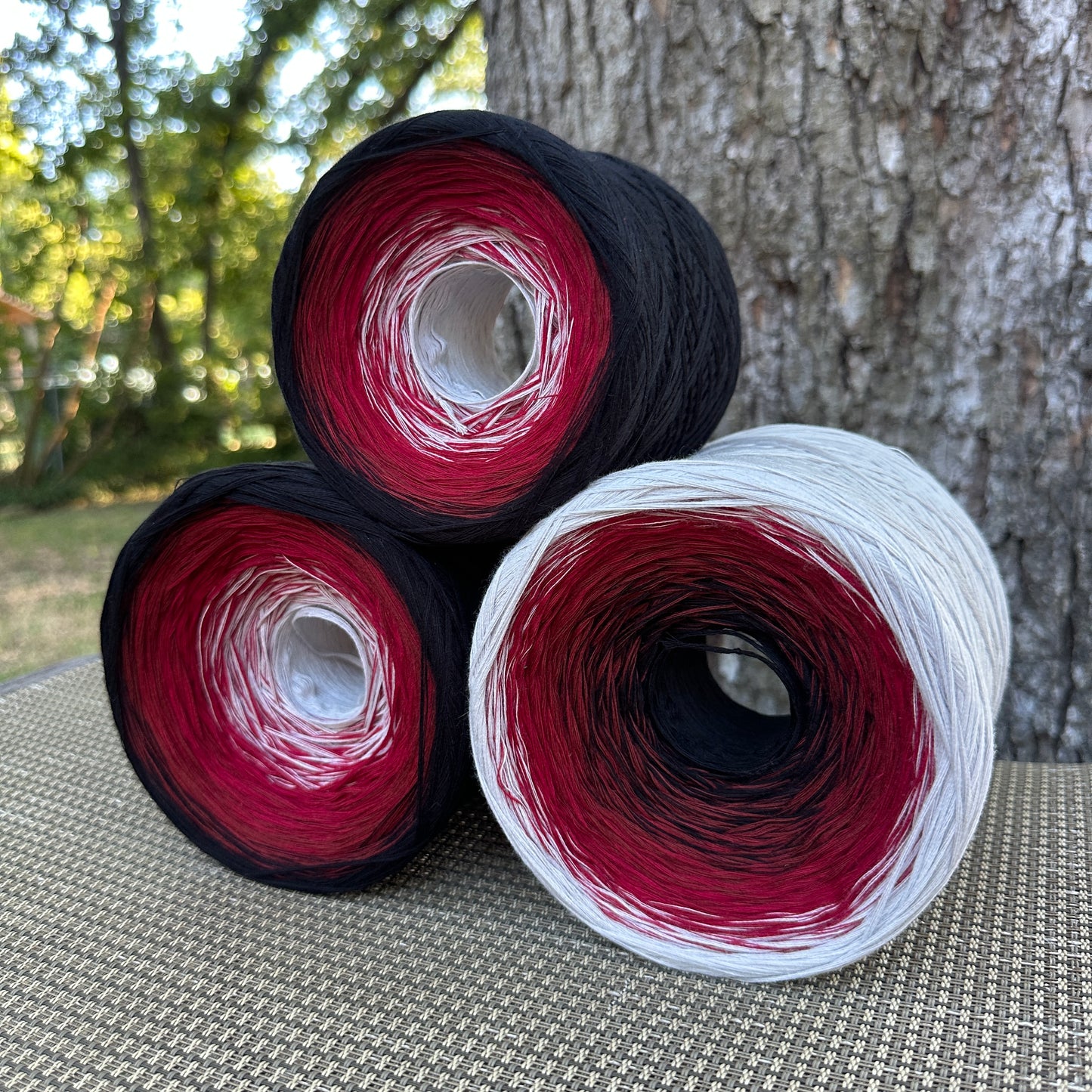 Tied With Love : Red & Gray, Gradient Cotton Natural Fiber Yarn - Rena'sThreadandCrafts