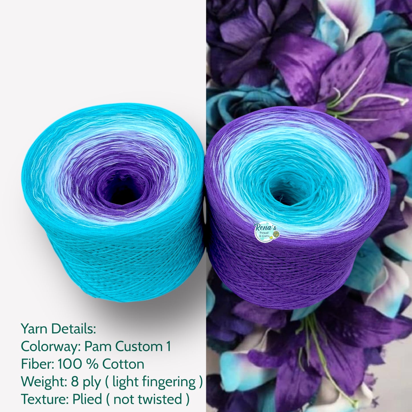 Tied With Love : Teal and Purple, Gradient Yarn - Rena'sThreadandCrafts